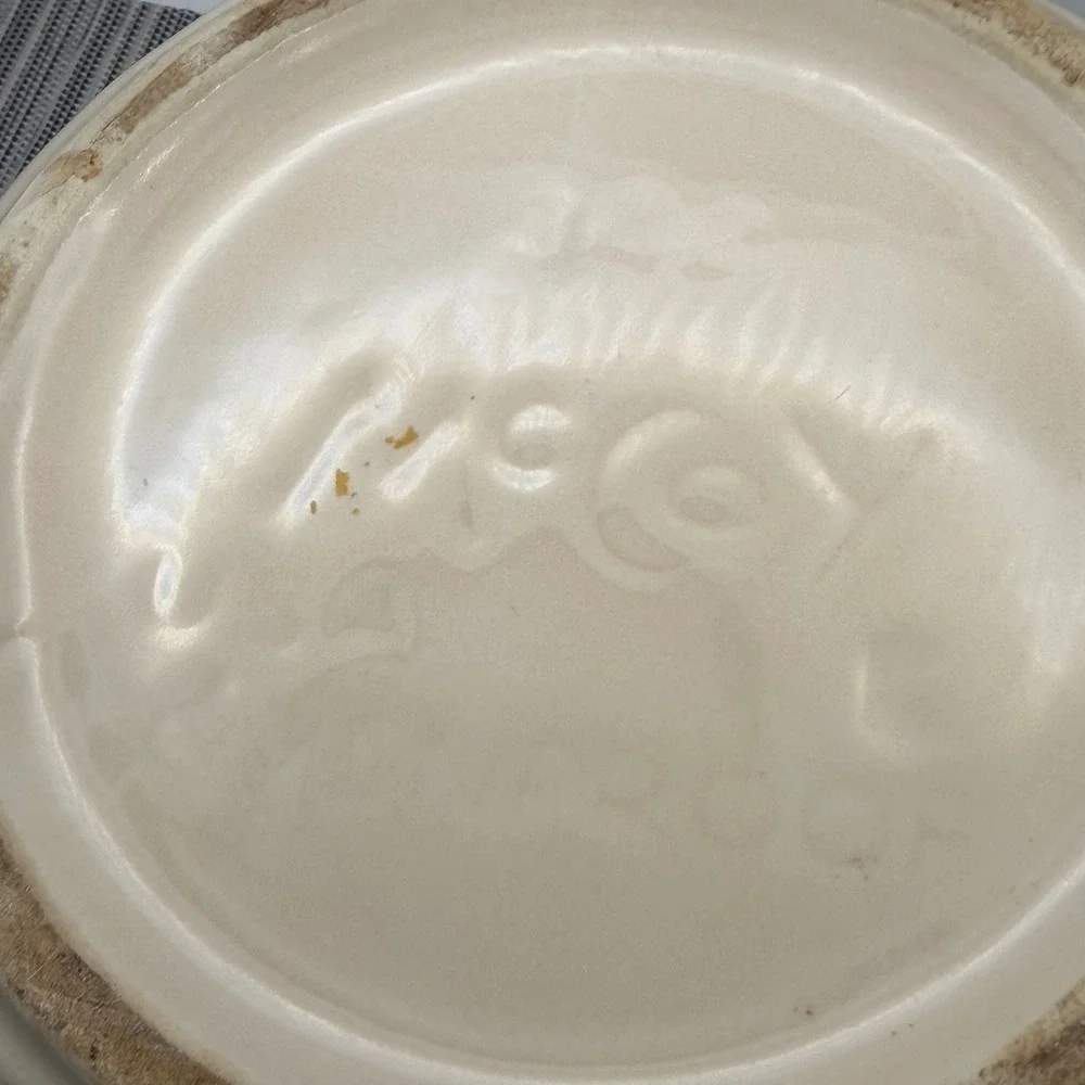 Vintage McCoy Pottery 342 Bean Pot Casserole with Lid Brown Cream Glaze 2 Quart